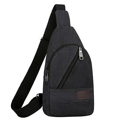 Men's Chest Bag Crossbody Leather Shoulder Bag for Sports or
