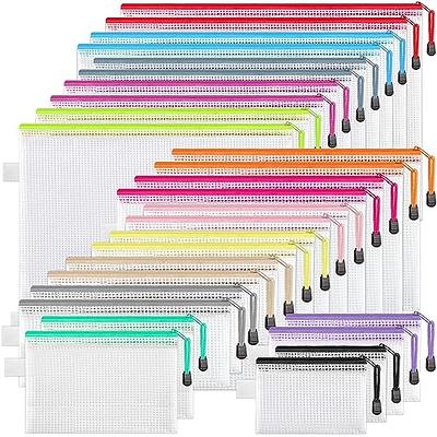 JARLINK 24pcs Mesh Zipper Pouch 12 Colors, 8 Sizes Waterproof Zipper Bags  for Board Games Storage, Organization Pouches for School Supplies, Office
