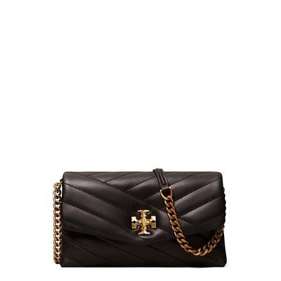 Tory Burch Kira Chevron Leather Wallet-On-Chain Black