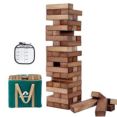 Number 1 in Gadgets Timber Tower Wood Block Stacking Game, 48 Piece Classic  Wooden Blocks for Building, Toppling and Tumbling Games, Deluxe Stacking