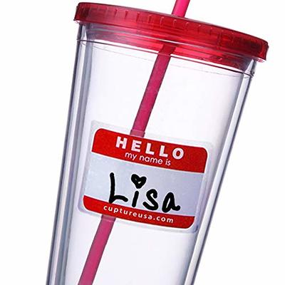 Cupture Classic 12 Insulated Double Wall Tumbler Cup with Lid, Reusable  Straw & Hello Name Tags - 16 oz, Bulk Pack (Clear)