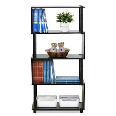 Furinno 57.7 in. Black/Espresso Plastic 5-shelf Corner Bookcase