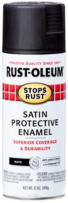 Rust-Oleum Stops Rust Satin Black Spray Paint (NET WT. 12-oz