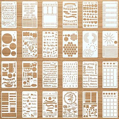 24 Pieces Journal Stencil Set Plastic Planner Bullet Journaling Stencils  Ultimate Productivity Stencil DIY Templates to Create Calendars Schedule  for