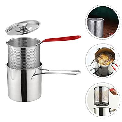 USHOBE Fryer Pot with Basket Stainless Steel Deep Fryer Pot Small Deep Oil  Fryer Milk Pan Food Cooking Pot with Handle for Tempura Chips Fries Fish