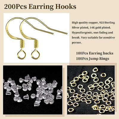 200 PCS/100 Pairs 14K Gold Earring Hooks Hypoallergenic 925