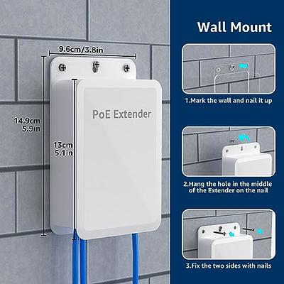 MokerLink 4 Port PoE Extender, IEEE 802.3 af/at PoE Repeater, 100Mbps, 1  PoE in 3 PoE Out, Wall & Din Rail Mount POE Passthrough Switch