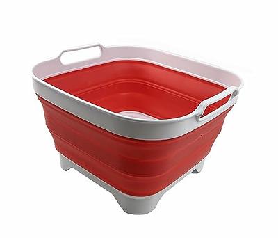  Large Plastic Wash Basin/Wash Tub Dish Pan Basin & Foot Bath  Basin, Laundry Hand Wash Bucket, Dishpan for Washing & Storage - 12 Quarts  15 3/4 x 12 1/2 x