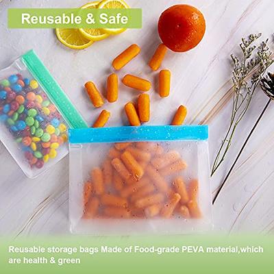 9 Pack Large Reusable PEVA Standing Food Storage Bags, Reusable