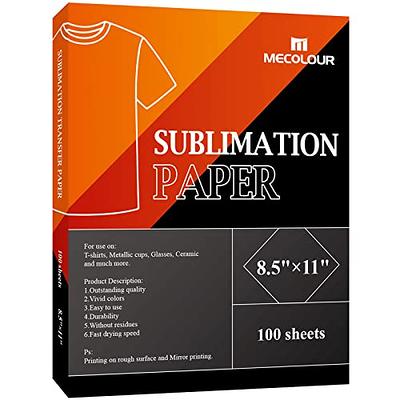 Sublimation Paper 8.5x11 Inch,Sublimation Paper for Light Fabric,100 Sheets  Heat Transfer Paper Compatible with Inkjet Printe,for,Mug,T-shirt and DIY