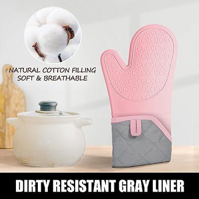 Rorecay Extra Long Oven Mitts and Pot Holders Sets: Heat Resistant Silicone  Oven Mittens with Mini