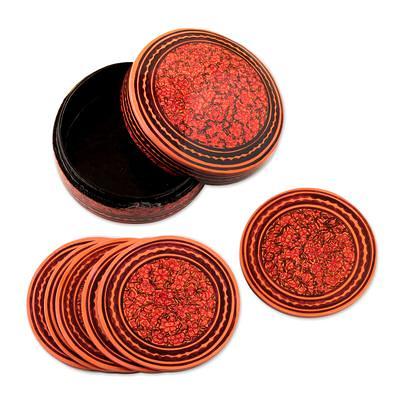 Round Glass Tile Coasters Handcrafted in India (set of 6