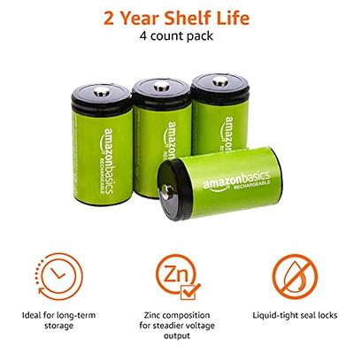 Basics 4-Pack Rechargeable D Cell NiMH Batteries, 10000 mAh,  Recharge up to 1000x Times, Pre-Charged - Yahoo Shopping