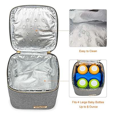 BABEYER Breastmilk Cooler Bag with Ice Pack Fits 4 Baby Bottles Up to 9  Ounce, Baby Bottle Cooler Bag Suitable for Nursing Mom Daycare, Black
