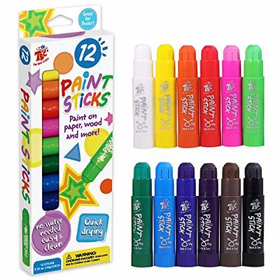 MOONKEE Washable Paint Kids Set - Non Toxic Full Kit of 8 Assorted Colors,  Creative Stencils, Dabbers and Palette - Finger Paints for Toddlers 1-3 