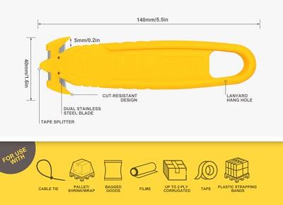 T TOVIA Box Opener Double-sided Blade Safety Box Cutter Utility