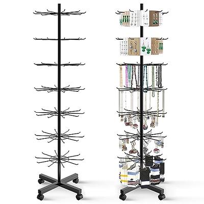 Exttlliy Retail Display Stand Store Display Rack 3 Tier Metal Spinning  Display Stand Rack with Wheels Keychain Display Rack with Hooks Jewelry  Socking