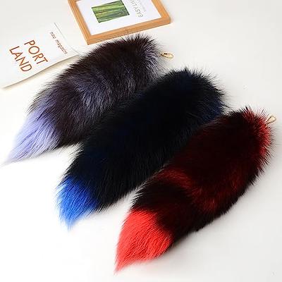  Fosrion Supper Huge and Fluffy Real Fox Tail Fur Halloween  Cosplay Toy Handbag Charm Accessory Key Chain Ring Hook Tassels Blue :  Clothing, Shoes & Jewelry