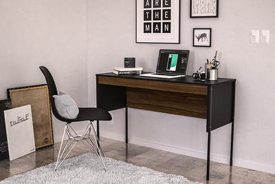 Wood And Metal Frame Computer Desk With 2 Shelves Brown/black - Benzara :  Target