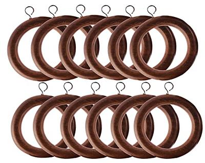 Wooden Curtain Rings for 1'' to 1.75'' Think Curtain Rod - Set of 12 Rings  with Screw