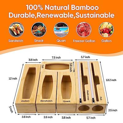 Durable Bamboo Wooden Ziploc Bags Organizer