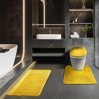 Bath Mat for Bathroom,Yellow, Machine Washable Thick Plush Bath