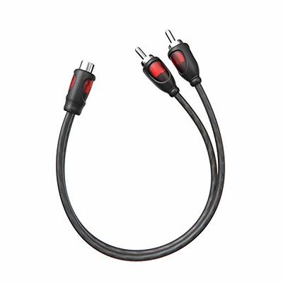 RCA Audio Piggyback Cable, 2 RCA Male to 2 RCA Male + RCA Female Piggyback,  6 Foot