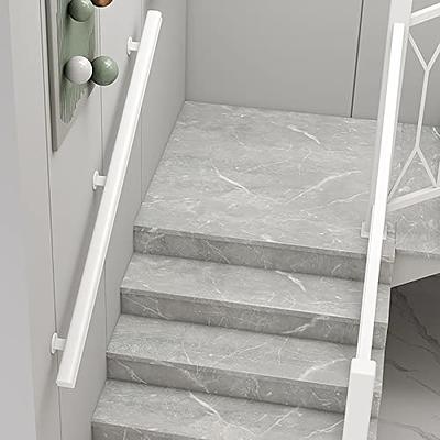 Indoor Wood Stair Handrails White Wall Mounted, Modern Anti-Skid