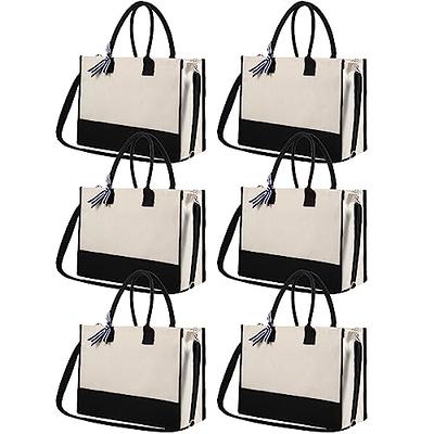 6 Pcs White Blank Sublimation Polyester Tote Bags with Handles Reusable  Waterproof Shopping Grocery Bag Personalizing DIY Christmas Gift Bag for