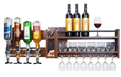 KEPMOGOH Wine Rack Wall Mounted with Glass Holder, Adjustable