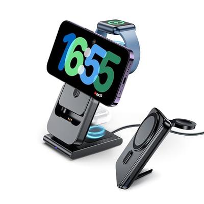 Magnetic Wireless Charger for iPhone: Fodable 3 in 1 Charging Station for  Apple Multiple Devices - Travel Charging Pad Dock Compatible with iPhone 15