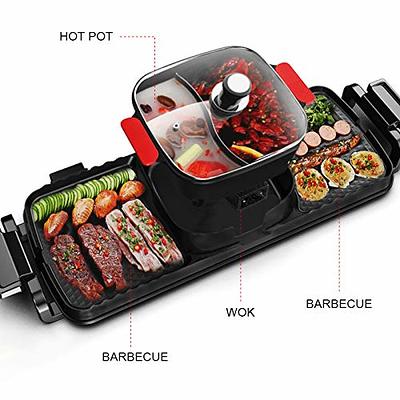 2 in 1 Electric Grill Indoor Hot Pot Barbecue Multifunctional