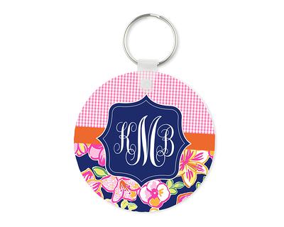 pink monogram keychain