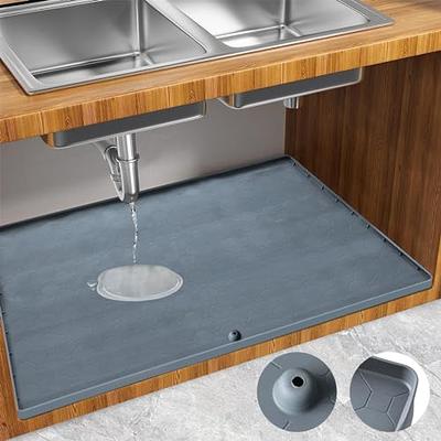 Under Sink Mat Kitchen Sink Cabinet Tray, 34 x 22 Silicone Waterproof Under Sink