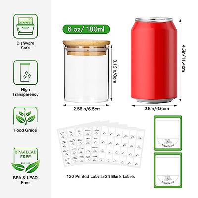 STARSIDE 6 oz Glass Jars with Bamboo Lids,Set of 15 Empty Spice Jars with  Labels,Glass Spice Containers,Airtight Food Storage Container,Borosilicate