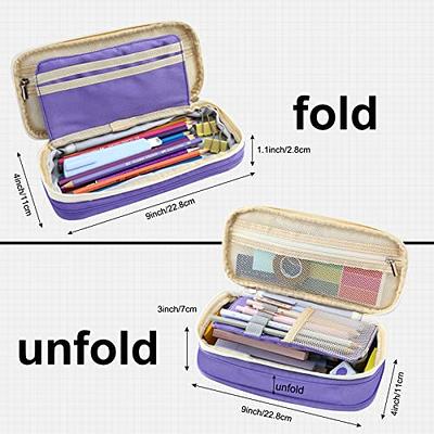 EASTHILL Big Capacity Pencil Pen Case Office College School Large Storage  High Capacity Bag Pouch Holder Box Organizer Blue (Purple)