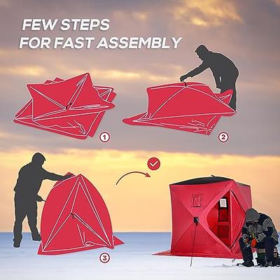 Outsunny 2 Person Ice Fishing Shelter, Pop-Up Portable Ice Fishing Tent  with Carry Bag, Windows and Anchors for Low-Temp -22℉, Red - Yahoo Shopping