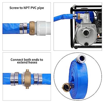 Schraiberpump 1.5-inch 100ft General Purpose Reinforced PVC Lay-Flat Discharge and Backwash Hose - Heavy Duty 2 Clamps Included