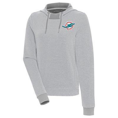 Men's Antigua Orange/White Miami Dolphins Compression Tri-Blend Long Sleeve Button-Down Shirt Size: Medium