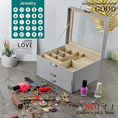 Frebeauty Extra Large Acrylic Jewelry Box for Women Girls 5 Layers Clear  Velvet Earring Organizer with 5 Drawers Rings Display Case Necklaces Holder