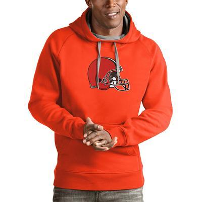 Men's Antigua Oatmeal Cleveland Browns Reward Crewneck Pullover Sweatshirt