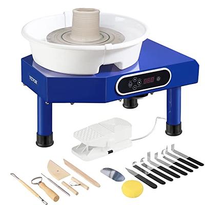 VIVOHOME 25CM Pottery Wheel Forming Machine 350W Electric DIY Clay Tool  with Foot Pedal and Detachable Basin for Ceramic Work Art Craft Gray