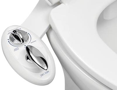 BIGCOW Ultra-Slim Bidet, Non-Electric Dual Nozzle (Frontal & Rear Wash)  Bidet Attachment for Toilet with Metal Inlet, Fresh Water Pressure  Adjustable