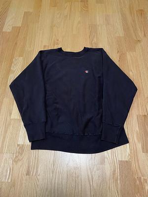 Vintage 80S Champion Reverse Weave Embroidered C Logo Black Crew