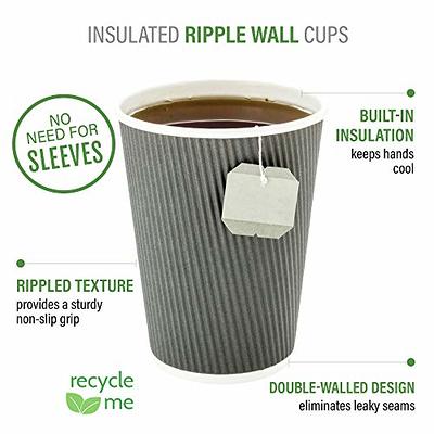 500-CT Disposable Red 16-oz Hot Beverage Cups with Ripple Wall Design: No Need for Sleeves - Perfect for Cafes - Eco-Friendly Recyclable Paper