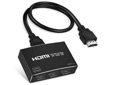 HDMI Splitter 1 in 2 Out, 4K HDMI Splitter for Dual Monitors  Duplicate，Support1080P/4k30/60 /3D，PC,PS4,X-Box, Blu-Ray, 