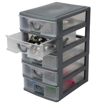 Home Basics 3 Compartment Plastic Cosmetic Organizer, Clear