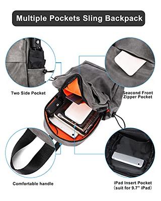  Small Black Sling Crossbody Backpack Shoulder Bag for Men  Women, Lightweight One Strap Tactical Chest Backpack Sling Bag Backpack for  Hiking Walking Biking Travel Cycling USB Charger Port Nylon Gray 