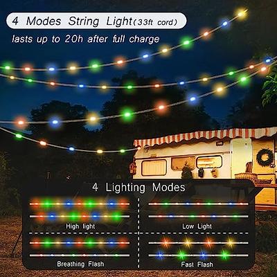 Color String Lights + Camping Lantern Flashlight: 33FT Camping