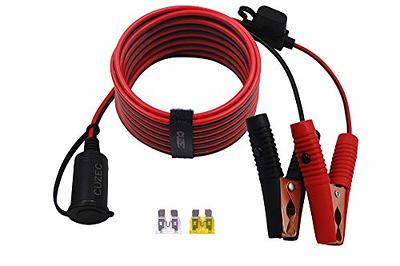 SCCKE 3.3ft / 1m 14 AWG Extension Cord Dual Plug Socket with Battery Clamp  12V/ 24V Battery Clip-On and Cigarette Lighter Adapter - Yahoo Shopping